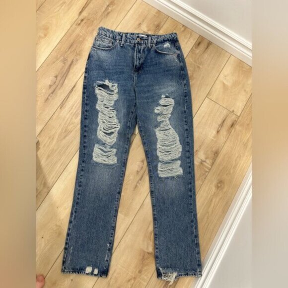 GOOD AMERICAN DISTRESSES STRAIGHT LEG JEAN - Picture 3 of 13